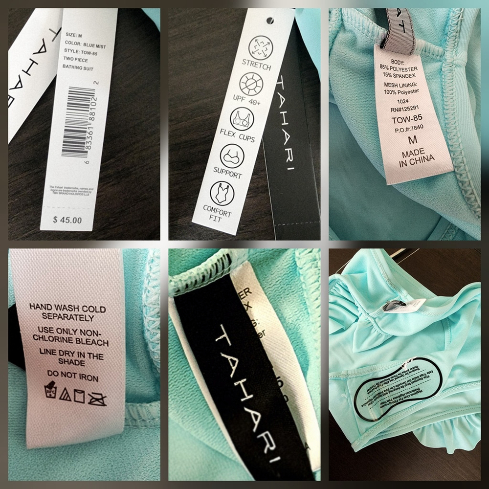 Tahari 2 piece Set Swimsuit Bathing Suit SZ MEDIUM - Blue Mist Light Turquoise - Picture 12 of 15